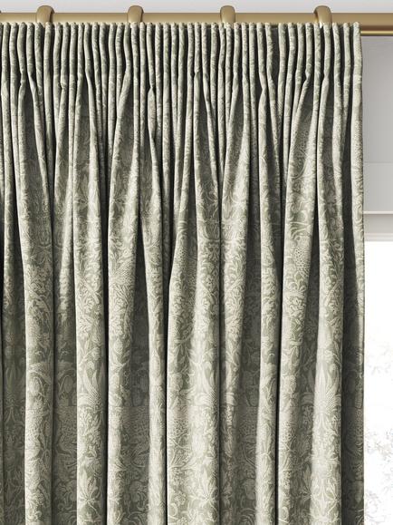 William Morris At Home Strawberry Thief Woven Made to Measure Curtains or Roman Blind, Sage - view 2, Sage
