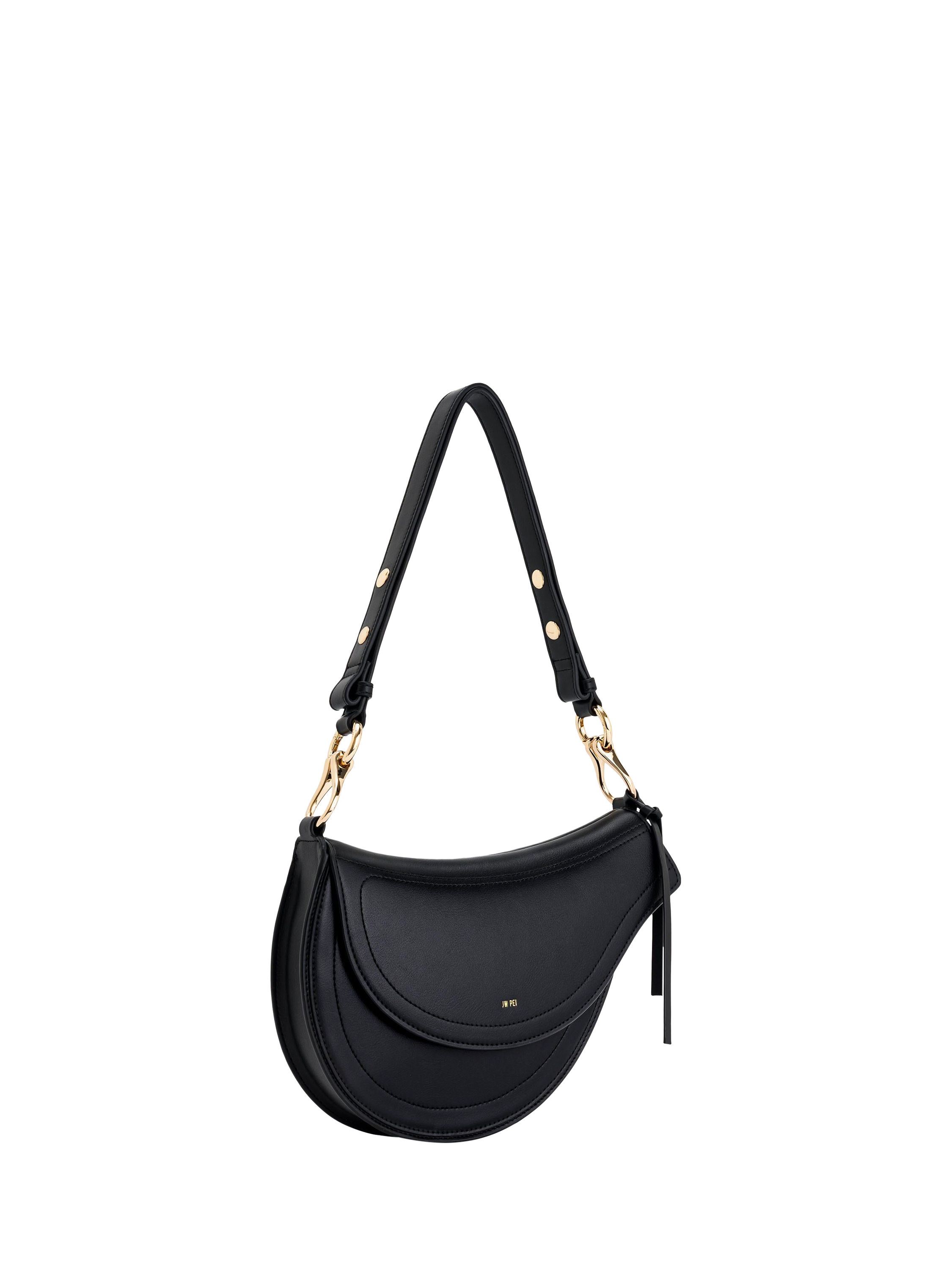 Product image 3 of 6, which shows JW PEI Ashlie Vegan Leather Crossbody Bag, Black