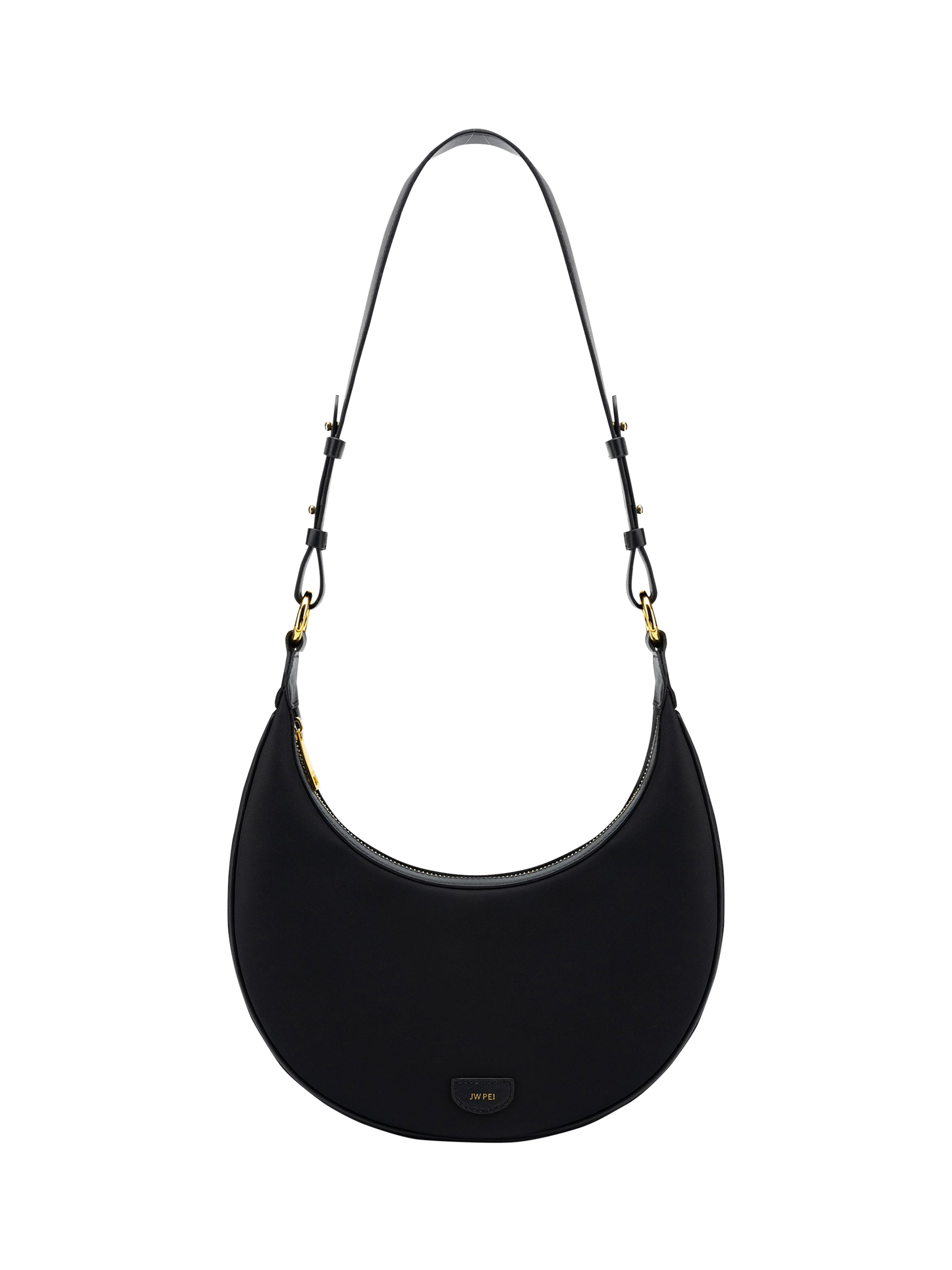 Product image 2 of 5, which shows JW PEI Carly Vegan Leather Saddle Bag, Black Croc