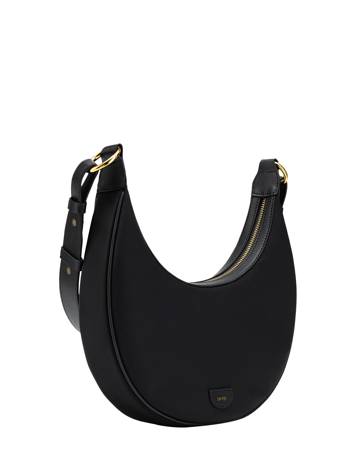 Product image 3 of 5, which shows JW PEI Carly Vegan Leather Saddle Bag, Black Croc