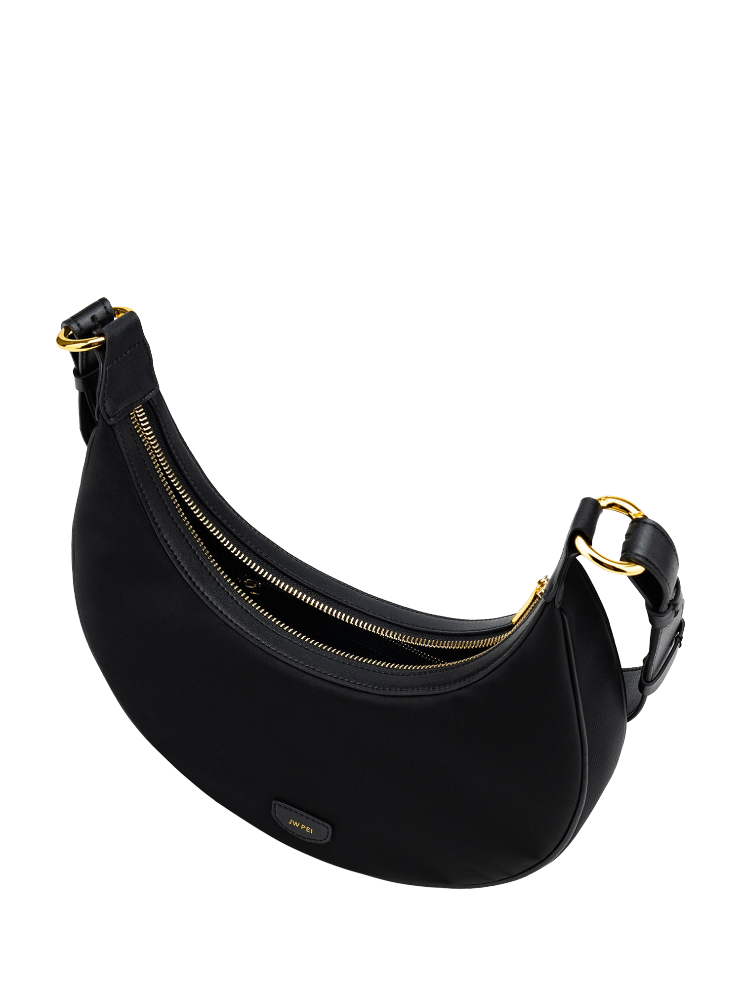Product image 4 of 5, which shows JW PEI Carly Vegan Leather Saddle Bag, Black Croc