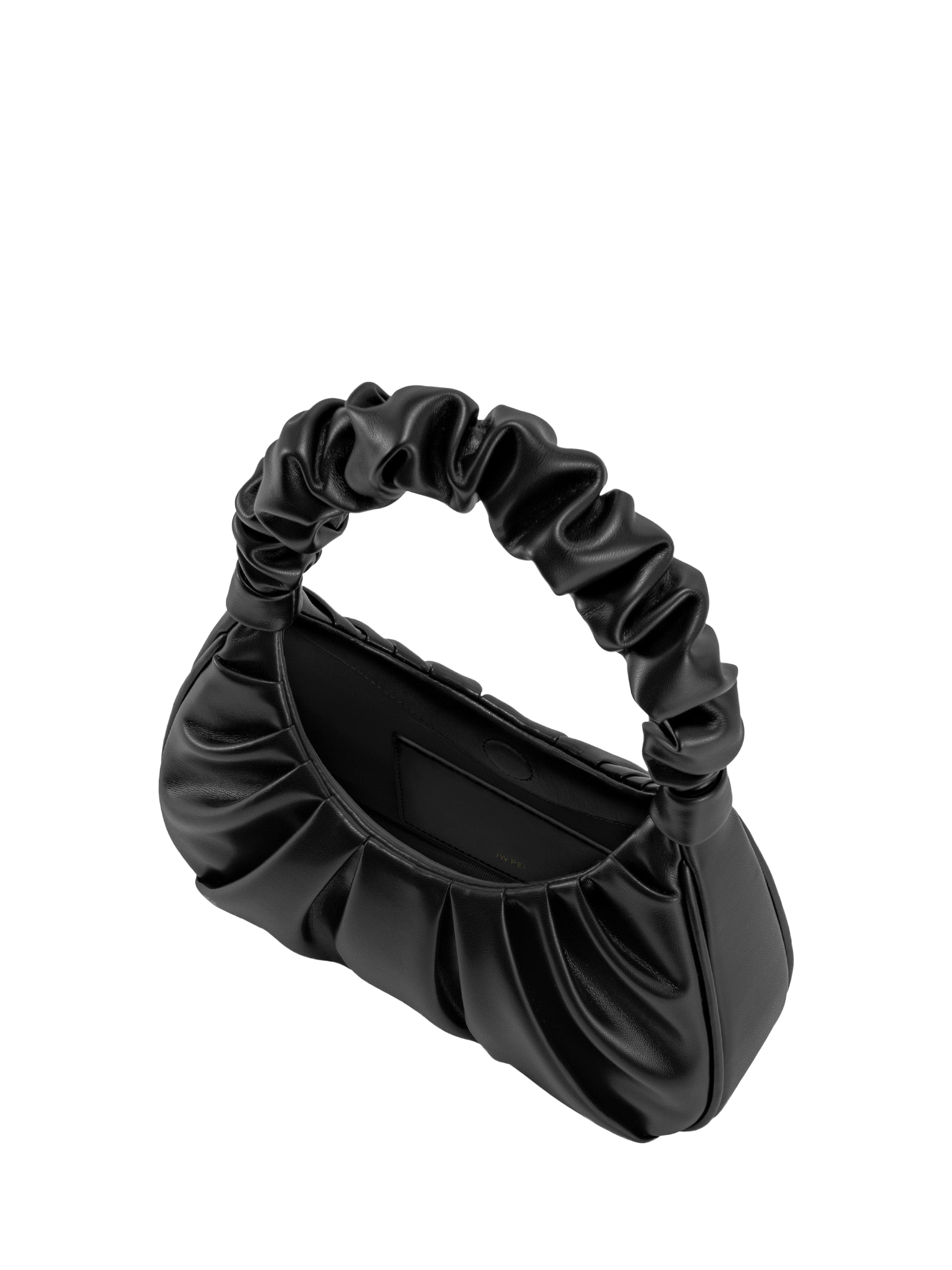 Product image 2 of 5, which shows JW PEI Gabbi Vegan Leather Ruched Hobo Bag, Black