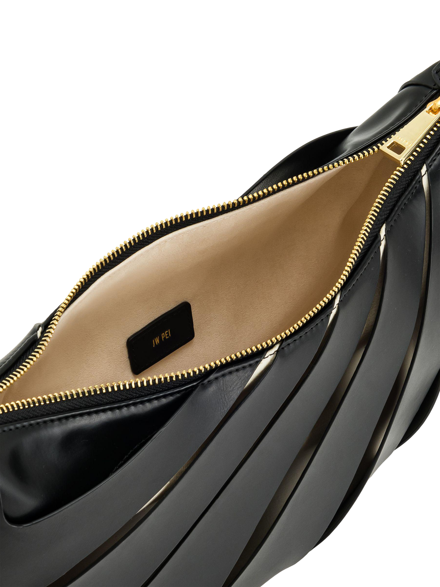 Product image 3 of 5, which shows JW PEI Jana Vegan Leather Hollow Shoulder Bag, Black