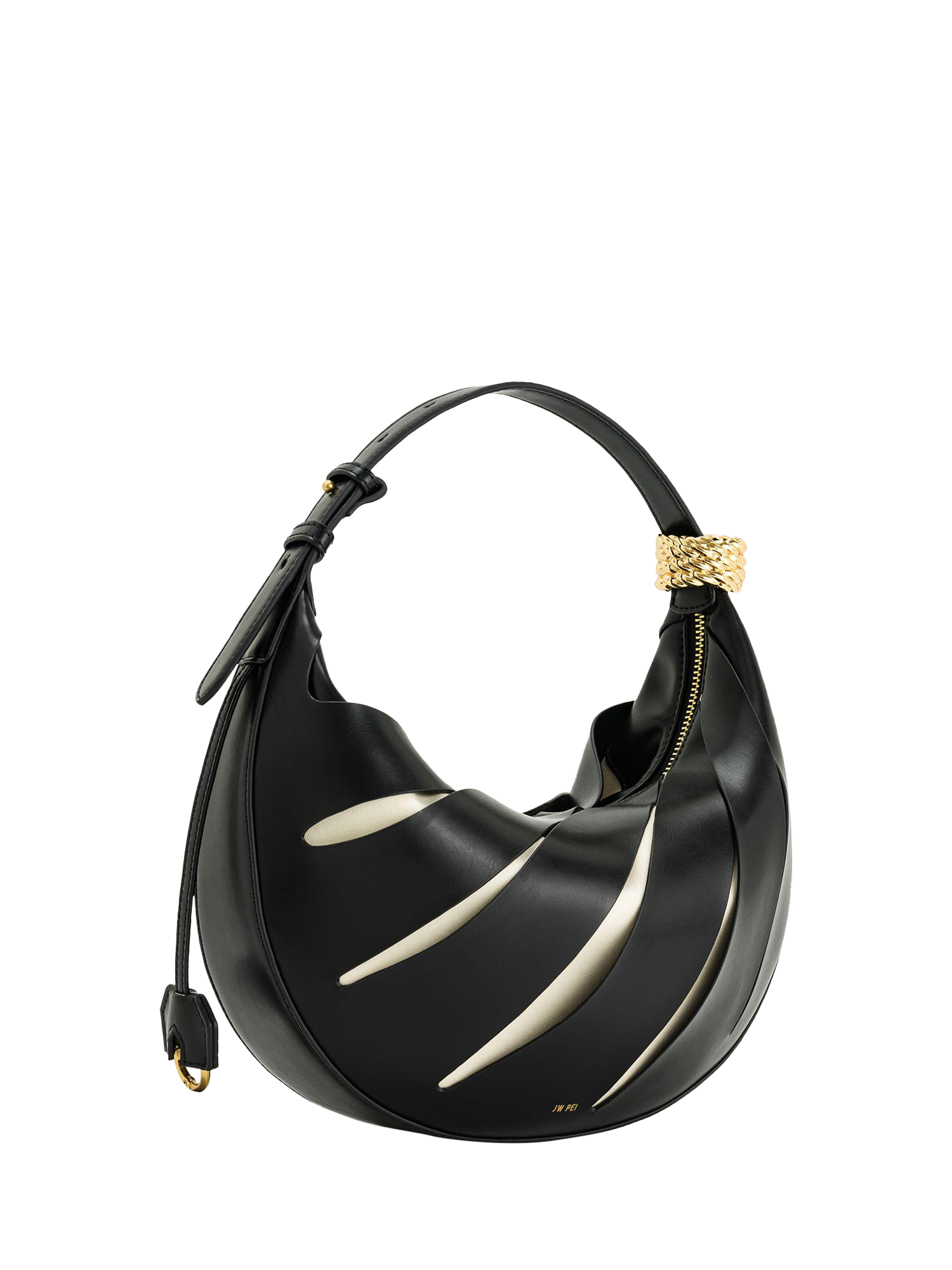 Product image 4 of 5, which shows JW PEI Jana Vegan Leather Hollow Shoulder Bag, Black
