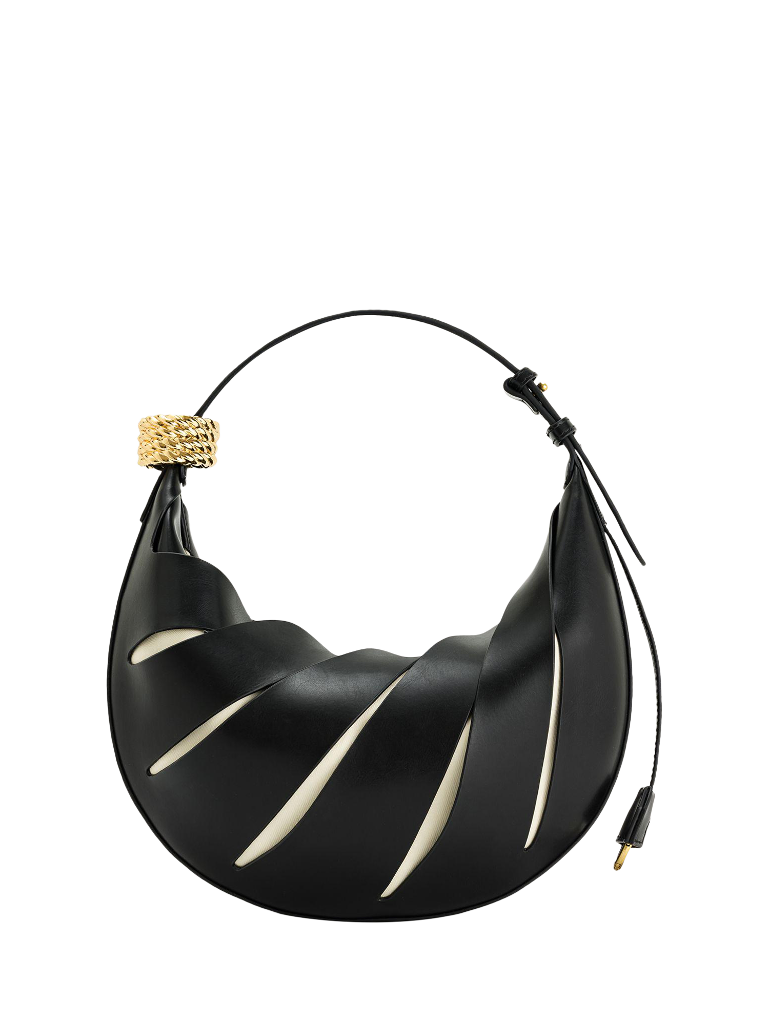 Product image 5 of 5, which shows JW PEI Jana Vegan Leather Hollow Shoulder Bag, Black