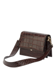 JW PEI Vegan Leather Mini Flapover Crossbody Bag, Brown Croc