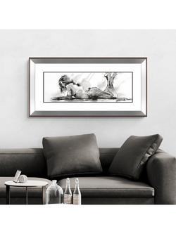 John Lewis Joanne Boon Thomas 'Laying Down Lady' Framed Print & Mount, 55.5 x 110.5cm, Black/White - view 2, Black, White, Grey