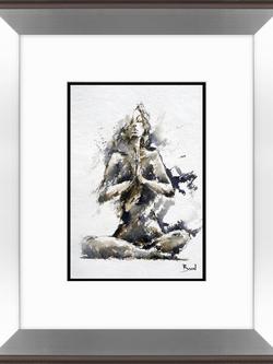 John Lewis Joanne Boon Thomas 'Yoga Lady' Framed Print & Mount, 60.5 x 50.5cm, Black/White, Black, White, Grey