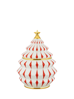 Alessi Christmas Cookie Jar Porcelain Ornament, White/Red, White & Red