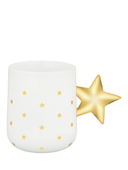 Alessi Christmas Star Porcelain Mug, 370ml, White/Gold, White & Gold