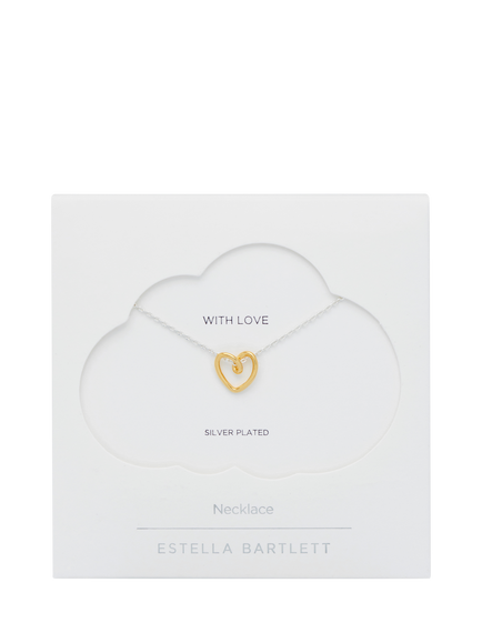 Estella Bartlett With Love Heart Necklace, Silver - view 2, Silver