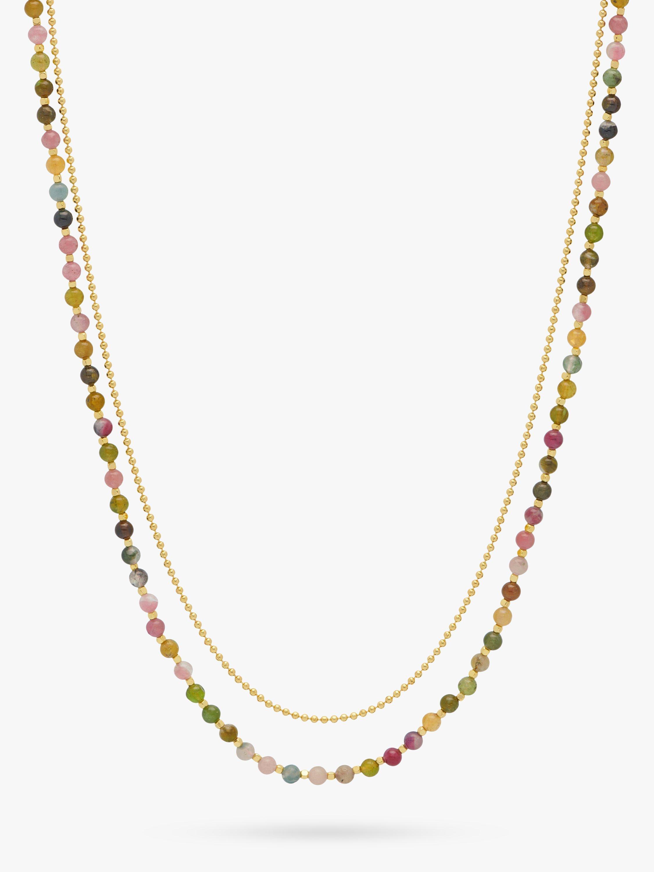 Product image 1 of 4, which shows Estella Bartlett Tourmaline Double Strand Layered Necklace, Gold