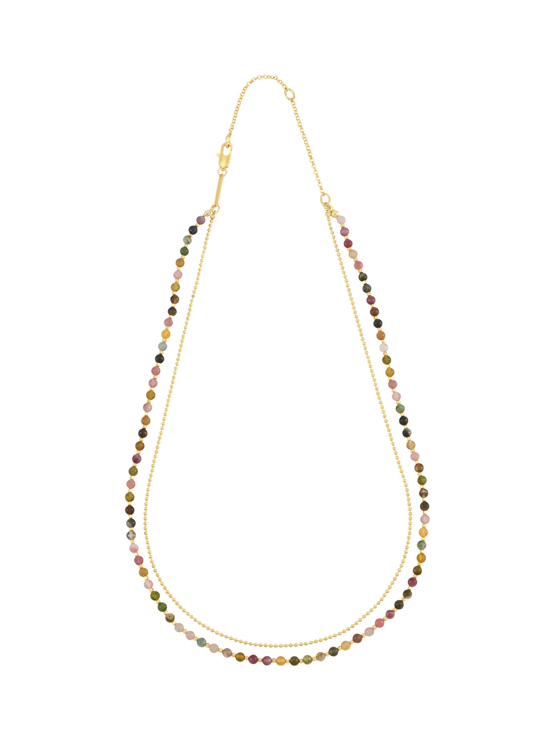Product image 2 of 4, which shows Estella Bartlett Tourmaline Double Strand Layered Necklace, Gold