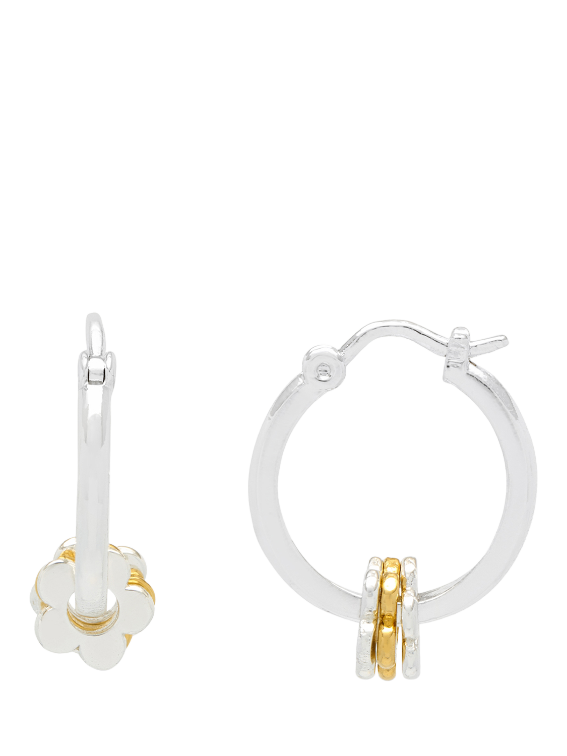 Product image 1 of 4, which shows Estella Bartlett Multi Flower Hoop Earrings, Silver