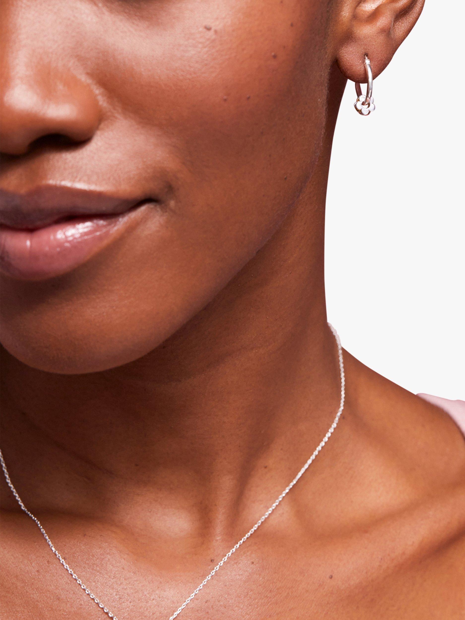 Product image 2 of 4, which shows Estella Bartlett Multi Flower Hoop Earrings, Silver