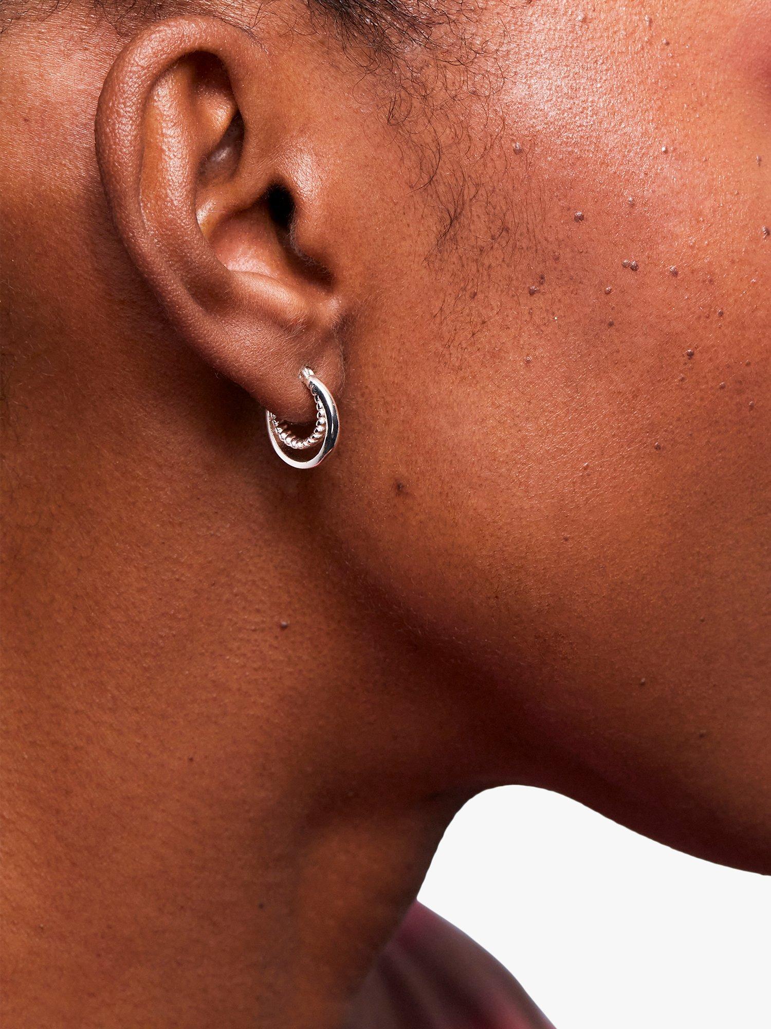 Product image 2 of 3, which shows Estella Bartlett Double Twisted Hoop Earrings, Silver