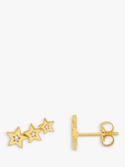 Estella Bartlett Cubic Zirconia Triple Star Stud Crawler Earrings, Gold, Gold