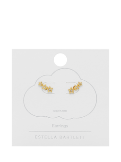 Estella Bartlett Cubic Zirconia Triple Star Stud Crawler Earrings, Gold - view 2, Gold