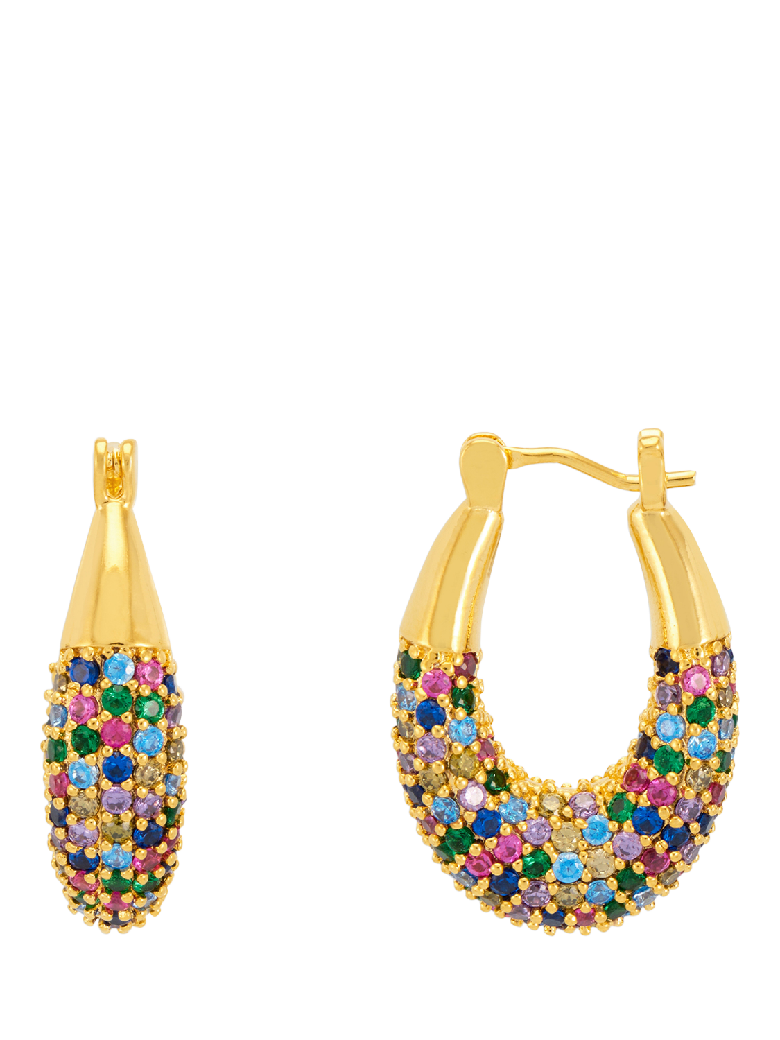 Product image 1 of 3, which shows Estella Bartlett Cubic Zirconia Oval Earrings, Gold