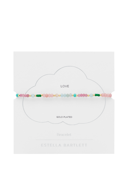 Estella Bartlett Love Mixed Bead Bracelet, Multi - view 2, Gold/Multi