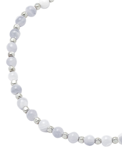 Estella Bartlett Amelia Blue Lace Agate Beaded Bracelet, Silver - view 2, Silver