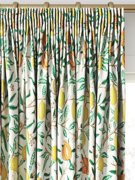Morris & Co. Fruit Made to Measure Curtains or Roman Blind, Sap Green/Tangerine - view 2, Sap Green/Tangerine