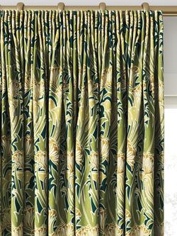 Morris & Co. Laceflower Made to Measure Curtains or Roman Blind, Pistachio/Linen - view 2, Pistachio/Lichen