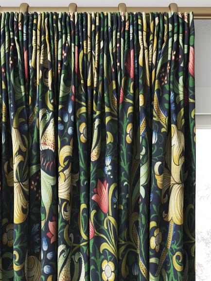 Morris & Co. Golden Lily Made to Measure Curtains or Roman Blind, Midnight/Green - view 2, Midnight/Green