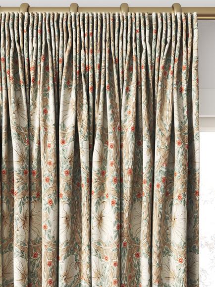 Morris & Co. Pimpernel Made to Measure Curtains or Roman Blind, Linen/Coral - view 2, Linen/Coral