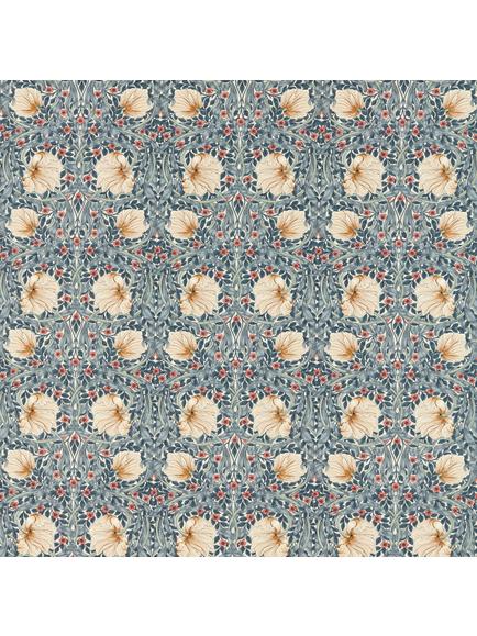 Morris & Co. Pimpernel Made to Measure Curtains or Roman Blind, Woad/Coral, Woad/Coral
