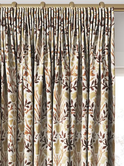 Morris & Co. Bellflowers Made to Measure Curtains or Roman Blind, Chocolate - view 2, Chocolate/Tan