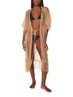 NAIA Beach Rosa Mesh Beach Kaftan, Gold - view 2, Gold