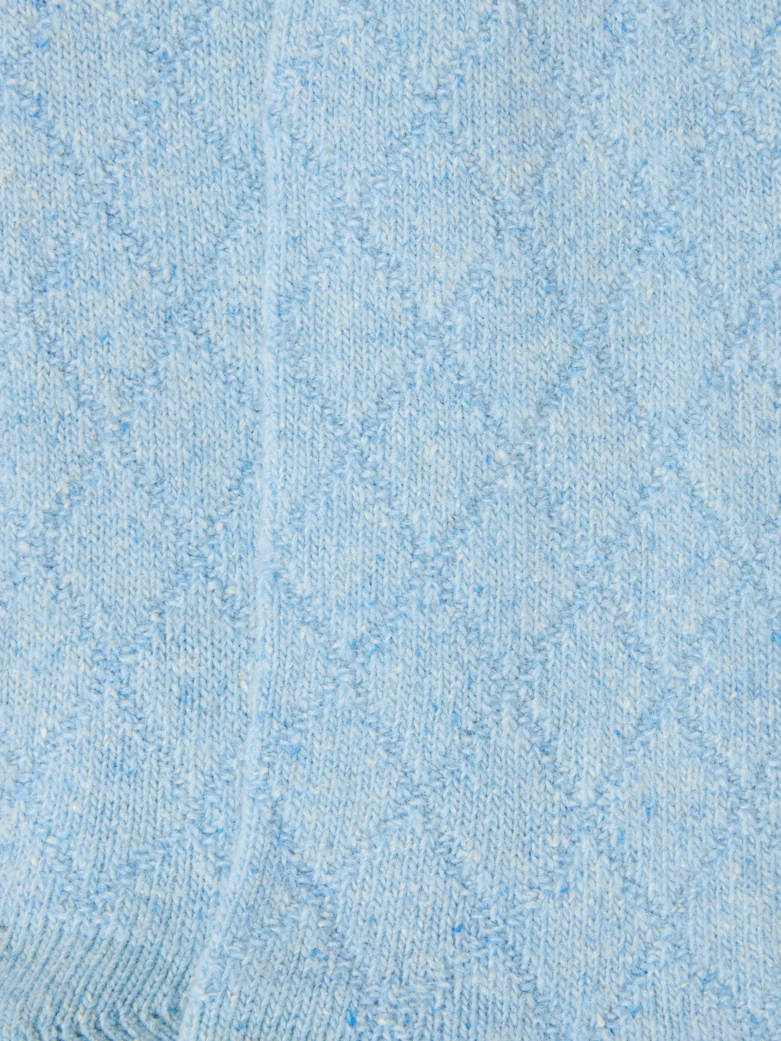 Product image 2 of 2, which shows John Lewis Diamond Cable Knit Wool Silk Blend Ankle Socks, Light Blue