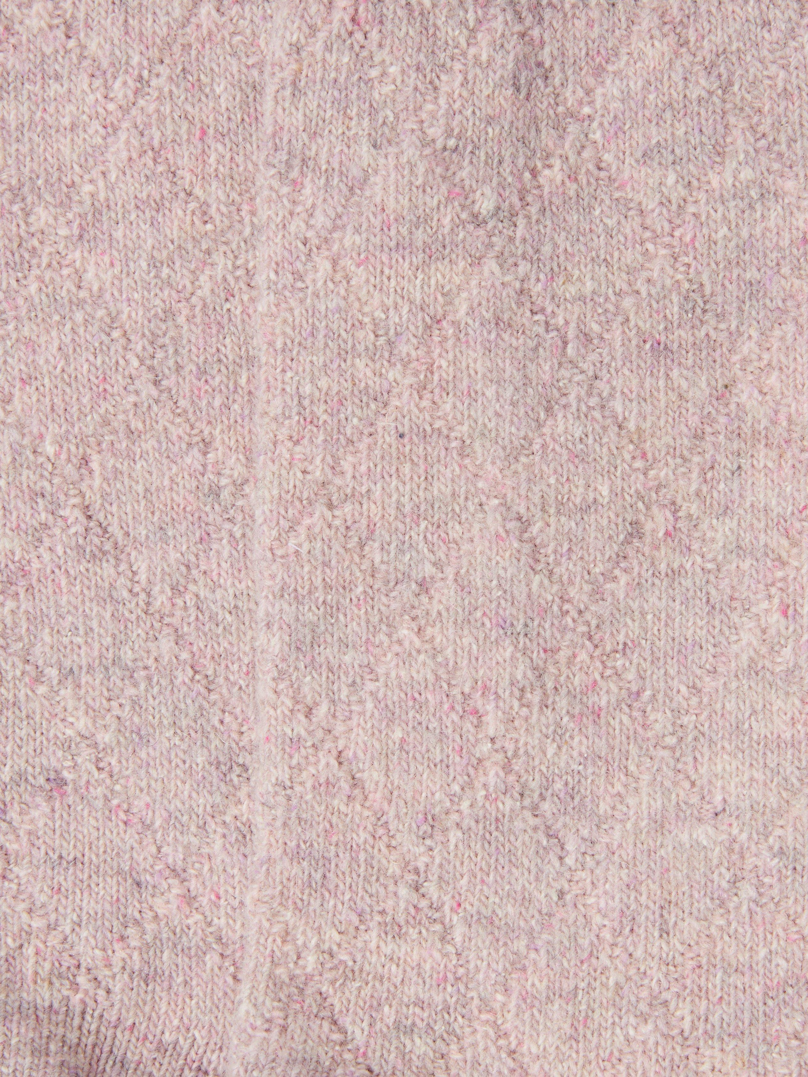 Product image 2 of 2, which shows John Lewis Diamond Cable Knit Wool Silk Blend Ankle Socks, Blush