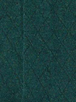 John Lewis Diamond Cable Knit Wool Silk Blend Ankle Socks - view 2, Green