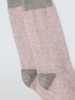 John Lewis Wool Silk Ankle Socks - view 2, Blush/Grey