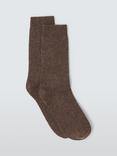 John Lewis Wool Silk Blend Ankle Socks, Mocha