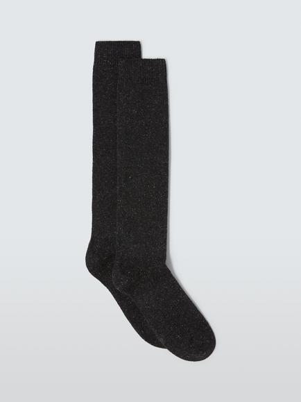 John Lewis Wool Silk Blend Knee High Socks, Charcoal