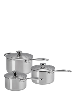 Le Creuset Classic 3-Ply Stainless Steel Saucepan Set, 3 Piece, Stainless Steel