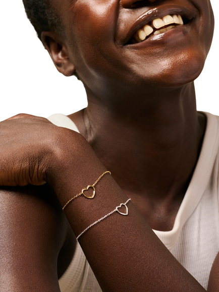 ENAMEL Copenhagen Organic Heart Bracelet, Yellow Gold - view 2, Yellow Gold