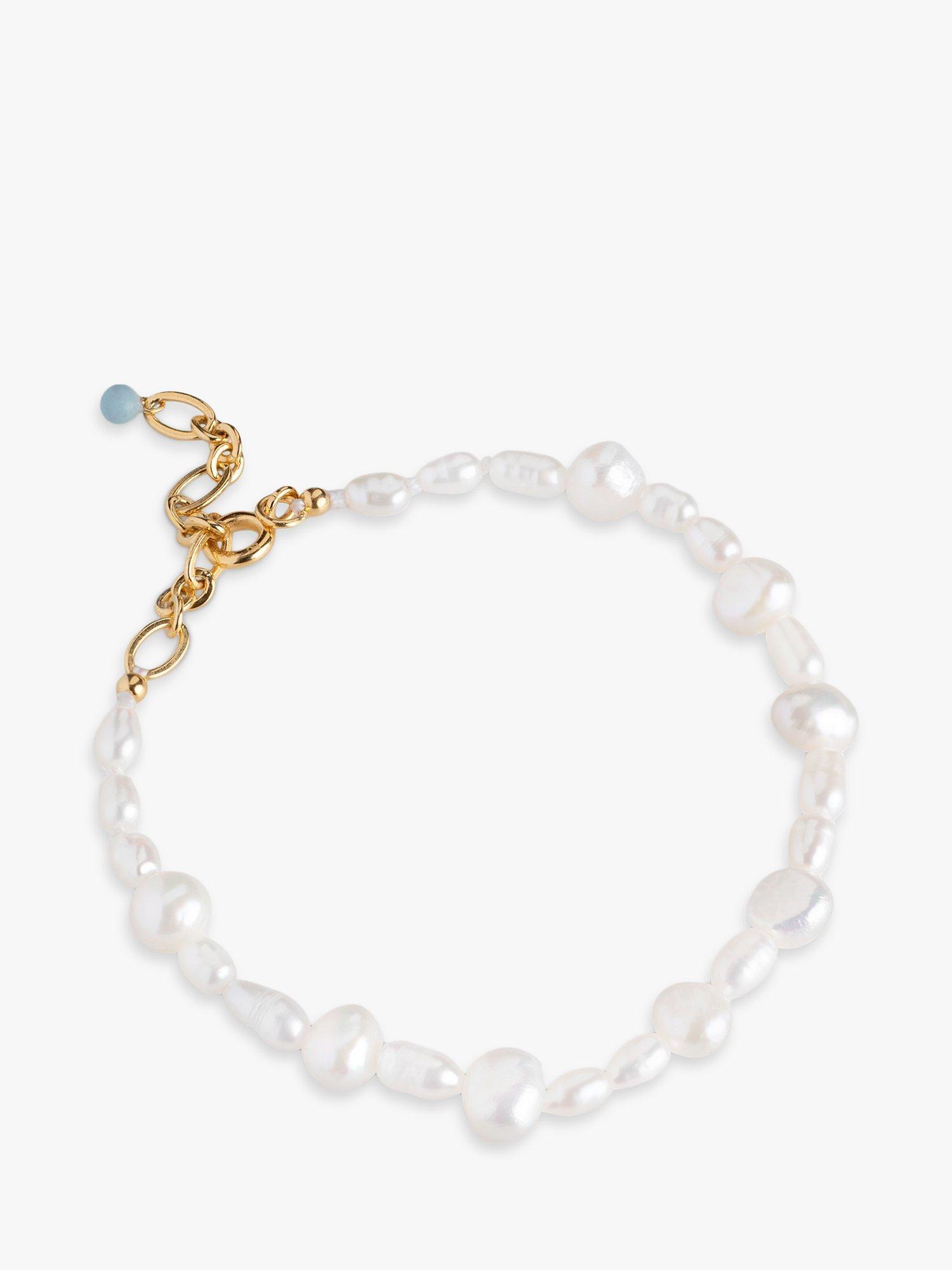 Product image 1 of 4, which shows ENAMEL Copenhagen Pearlie Freshwater Pearl Bracelet, Yellow Gold