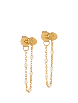 ENAMEL Copenhagen Lola Enamel Chain Earrings, Gold/White