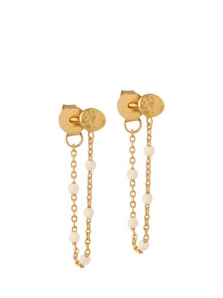ENAMEL Copenhagen Lola Enamel Chain Earrings, Gold/White