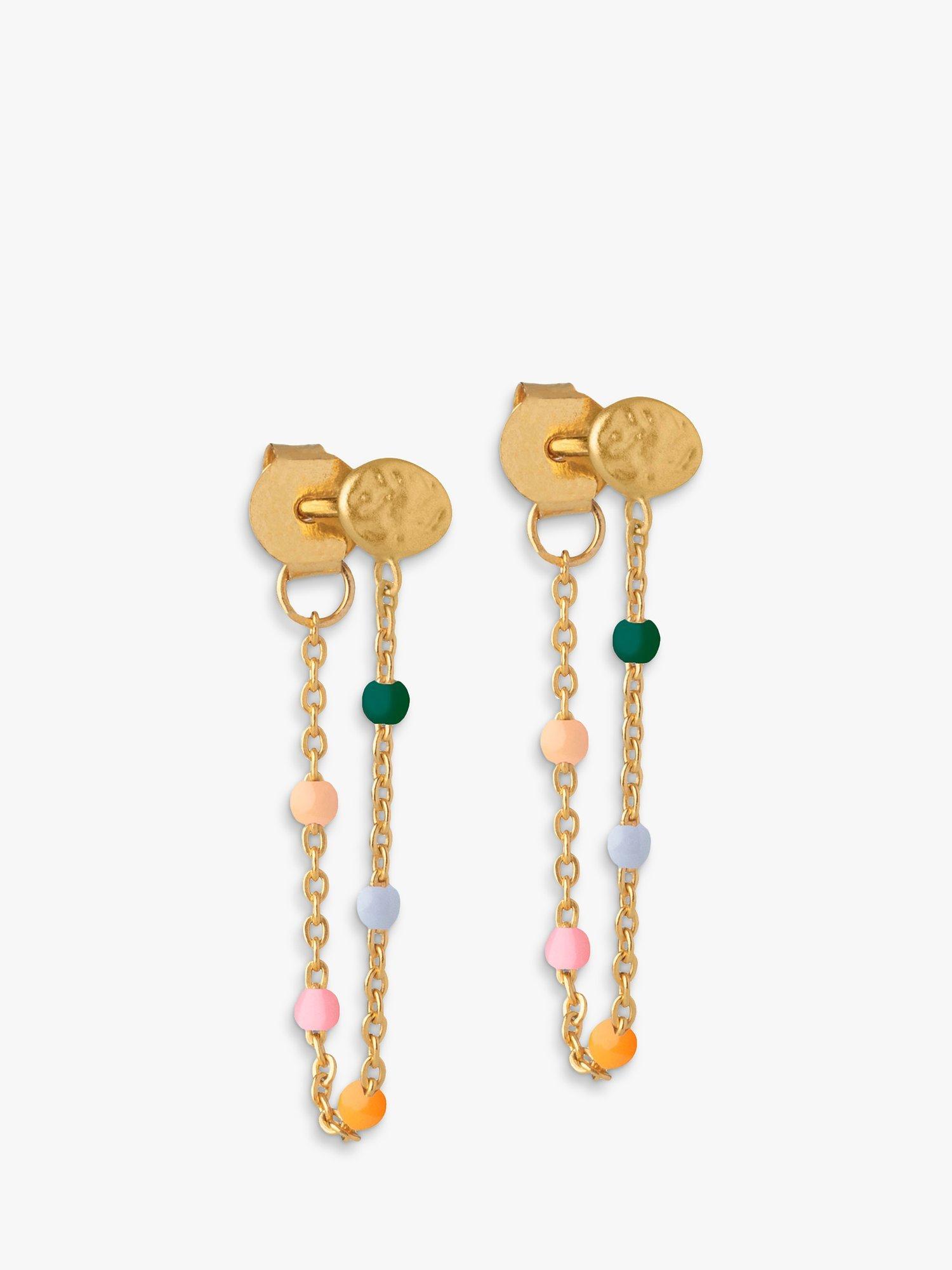 Product image 1 of 3, which shows ENAMEL Copenhagen Lola Enamel Chain Earrings, Gold/Multi