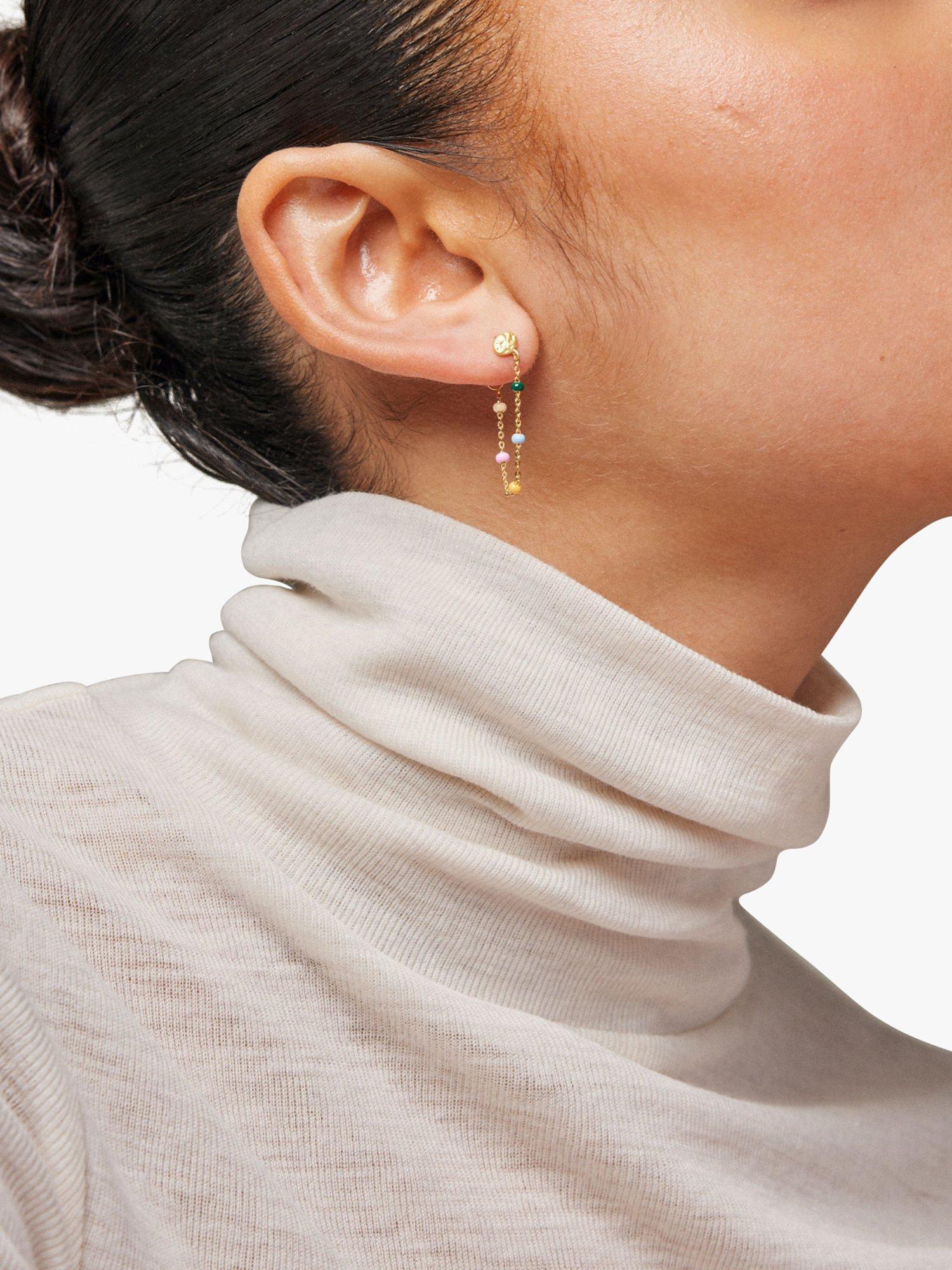 Product image 2 of 3, which shows ENAMEL Copenhagen Lola Enamel Chain Earrings, Gold/Multi