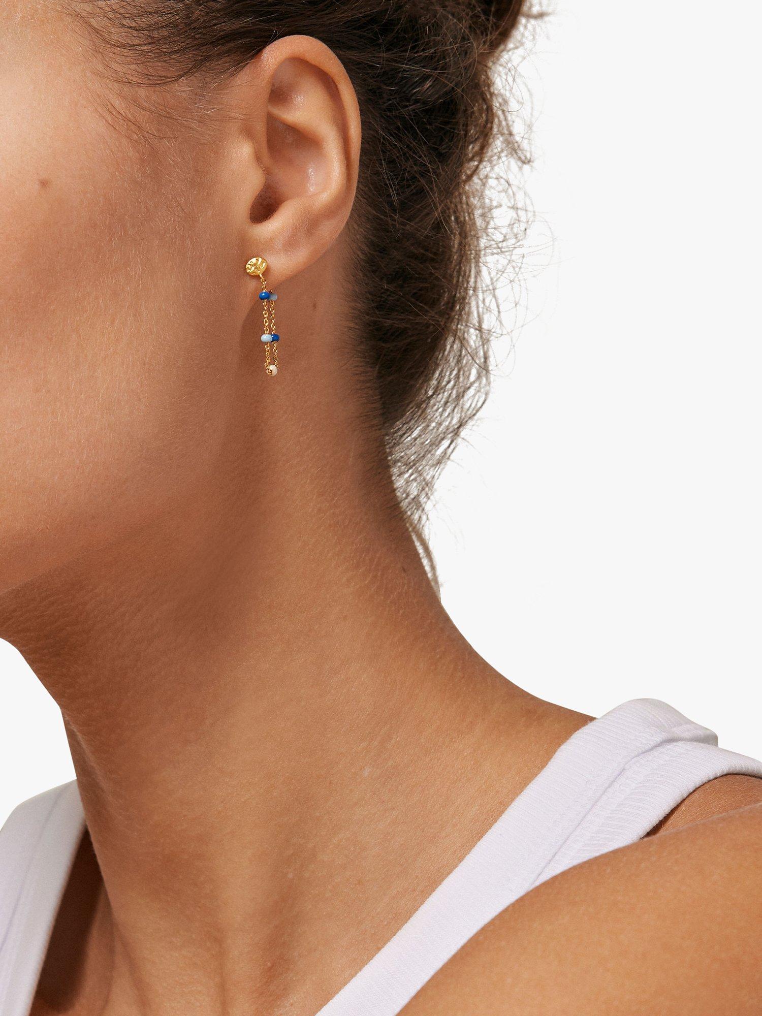 Product image 3 of 4, which shows ENAMEL Copenhagen Lola Enamel Chain Earrings, Gold/Marine