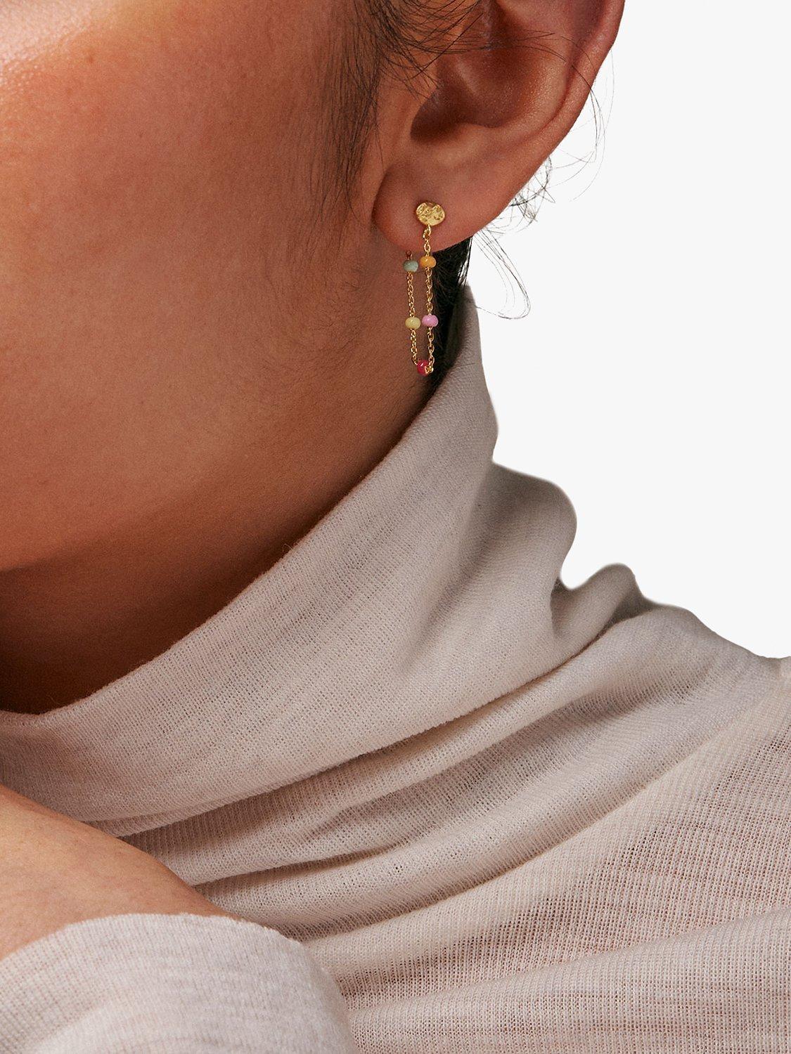 ENAMEL Copenhagen Lola Enamel Chain Earrings, Gold/Rainbow