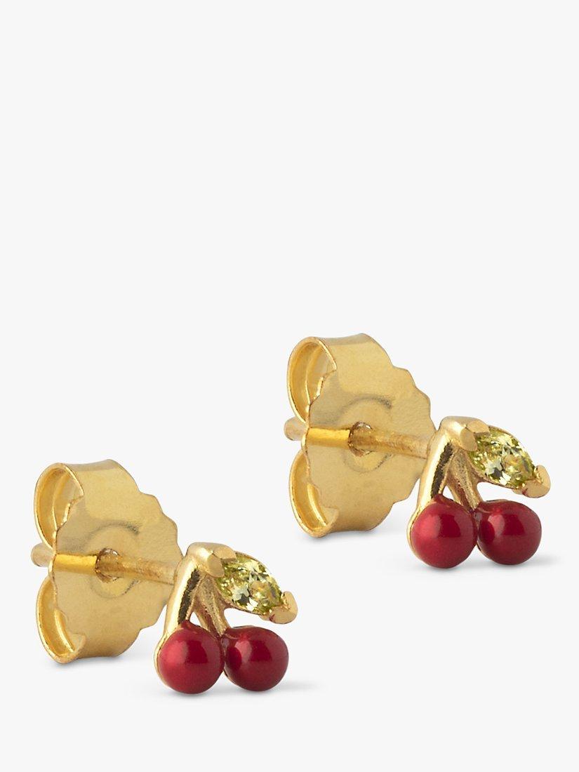 Product image 1 of 3, which shows ENAMEL Copenhagen Cherry Stud Earrings, Yellow Gold