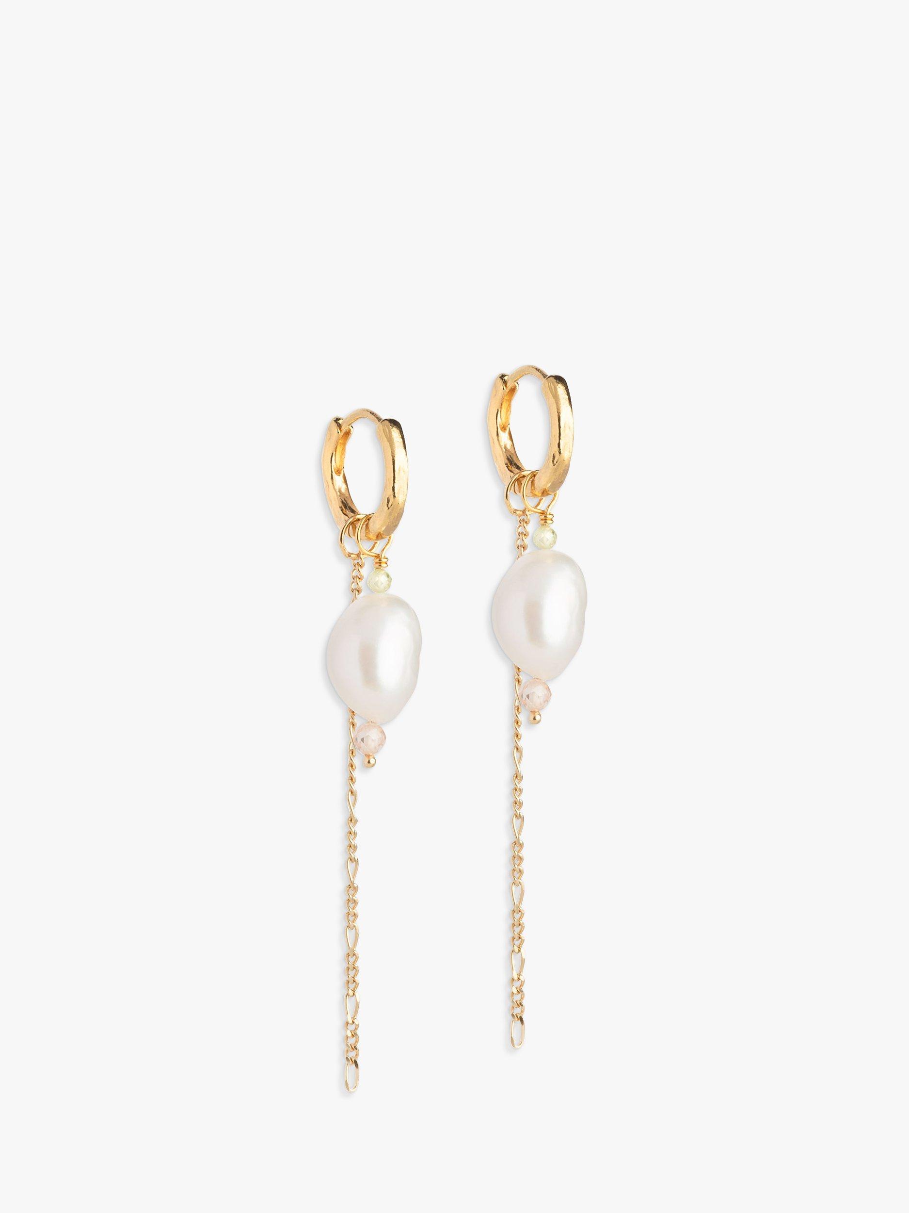 ENAMEL Copenhagen Adeline Baroque Pearl Hoop Earrings, Yellow Gold