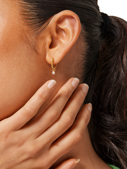 ENAMEL Copenhagen Belle Hoop Earrings, Yellow Gold - view 2, Yellow Gold